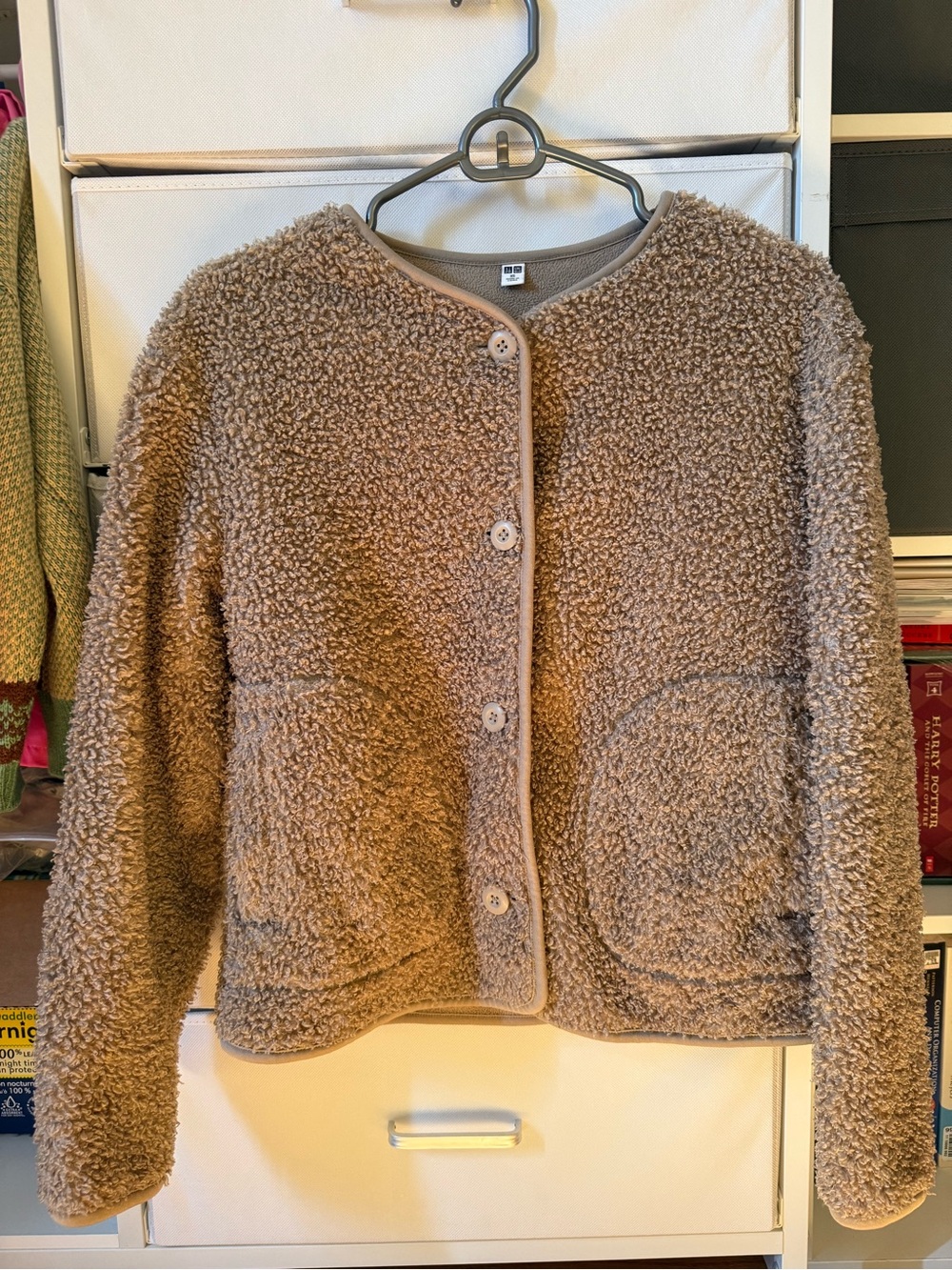 Uniqlo Women's Sherpa Button-Front Jacket - Taupe